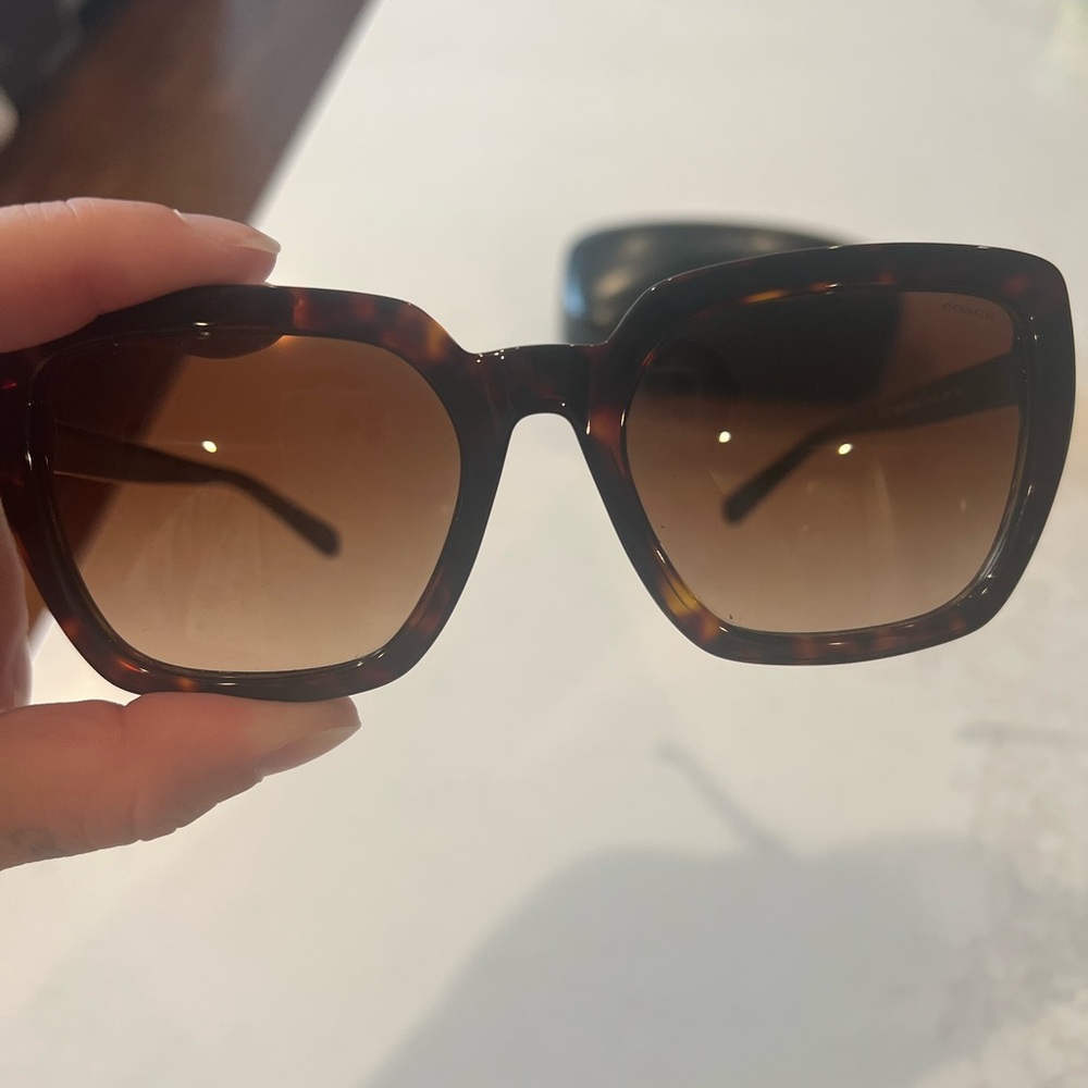Coach Tortoise Sunglasses with Brown Lenses - Picture 3 of 5